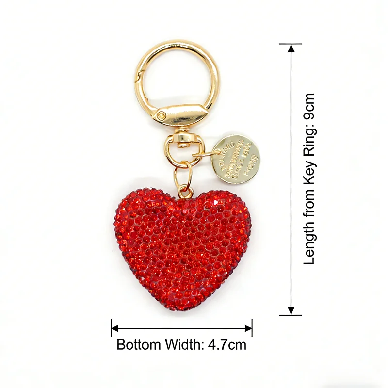 Glamorous Pink Heart Crystal Rhinestone Keychain Charm