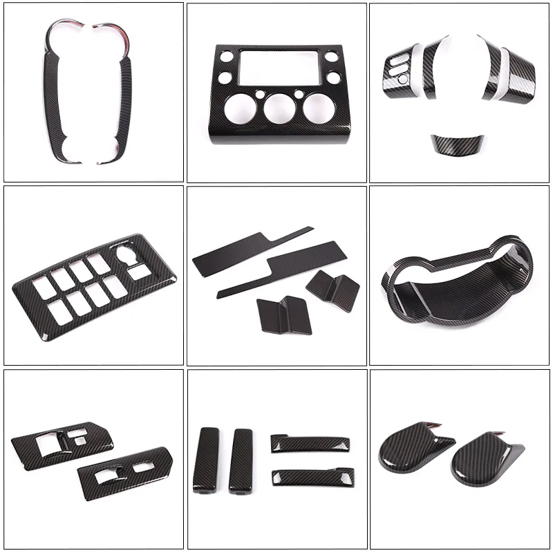 

ABS Carbon Fiber Center Control Dashboard Steering Wheel Door Decoration Sticker Car Accessories For Toyota FJ Cruiser 2007-2021