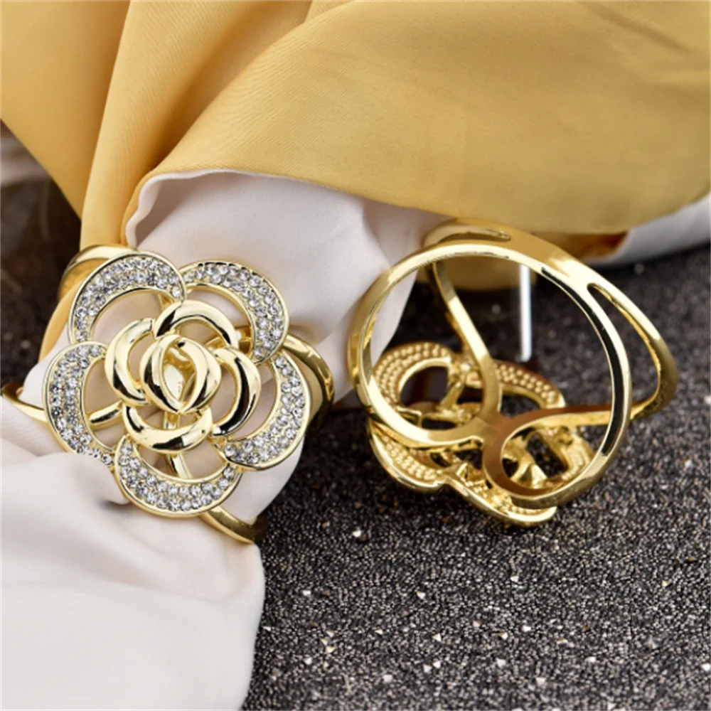 Rhinestone Flower Scarf Buckle Pearl Crystal Scarf Ring Women Scarves  Brooches
