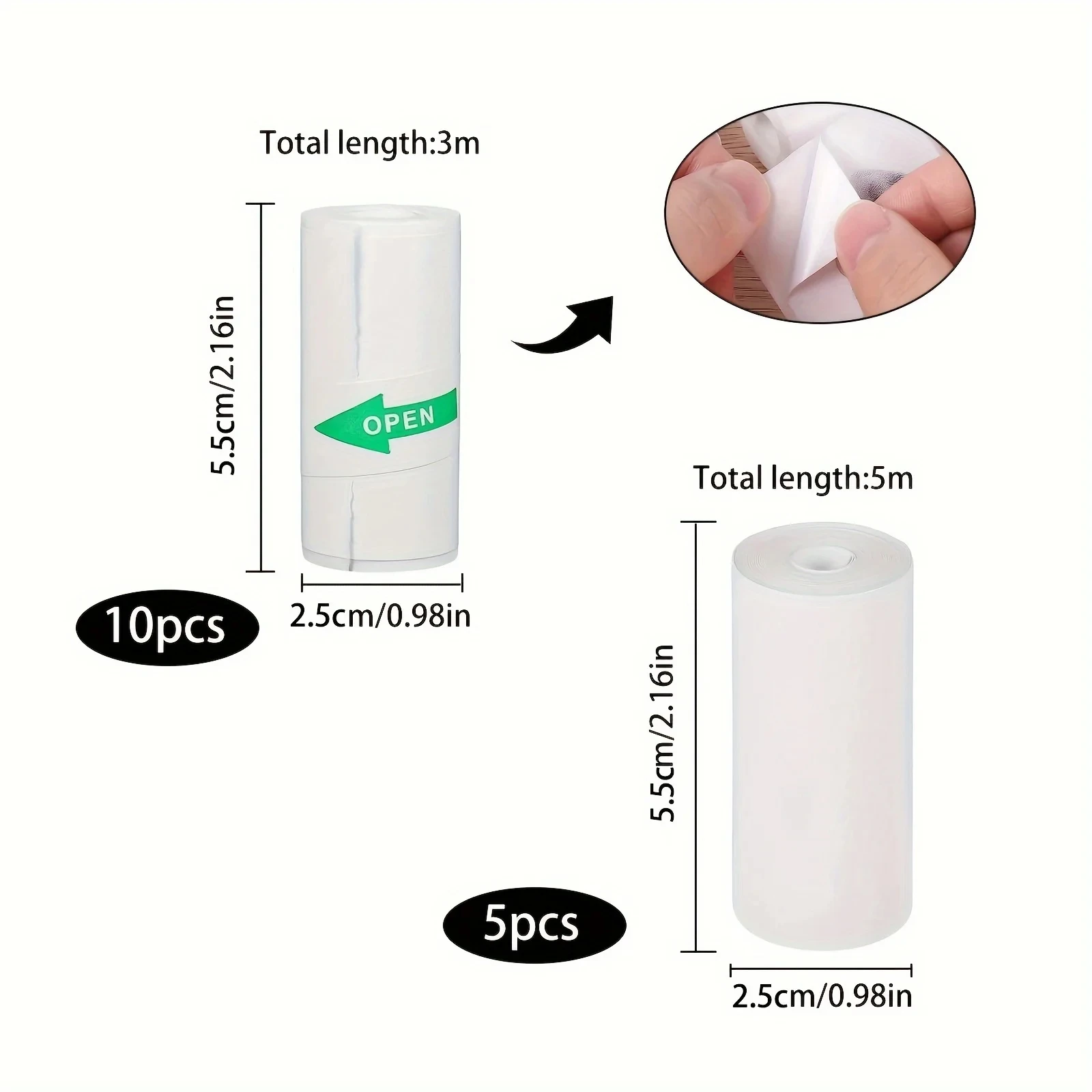 카메라용 미니 열 인쇄 용지, 스티커 인쇄용 스티커, 15 롤, 57mm 인쇄 용지
