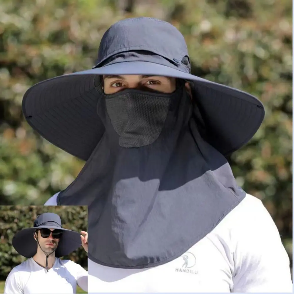 

UV Protection Men Sun Hat Unisex Quick Drying Breathable Fishing Cap with Removable Flap Wide Brim Summer Fisherman Hat