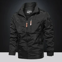 Spring and Autumn Jackets Men's Mid length Sprint Coat Thin Workwear Outdoor Leisure Windproof Coat Multi Pocket Coat Large Size