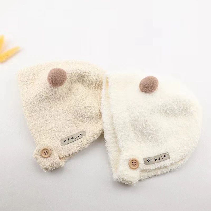 Korean Cute Pompom Baby Hat Winter Warm Baby Boys Girls Hat Bonnet Soft Ear Protection Infant Toddler Plush Cap Beanies 6