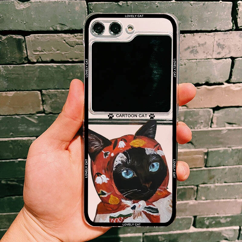 Adorable Cartoon Cat Transparent Phone Case - Clear Hard PC Cover