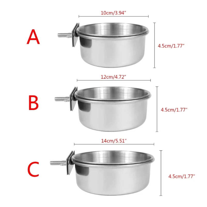 Parrot Feeder Bird Feeder Parrot Feeding Bowl Parrot Feeding Cups Bird Feeder Dish Removable Stainless Steel Food Bowls with Clamp Holder for Cage for Small Animals