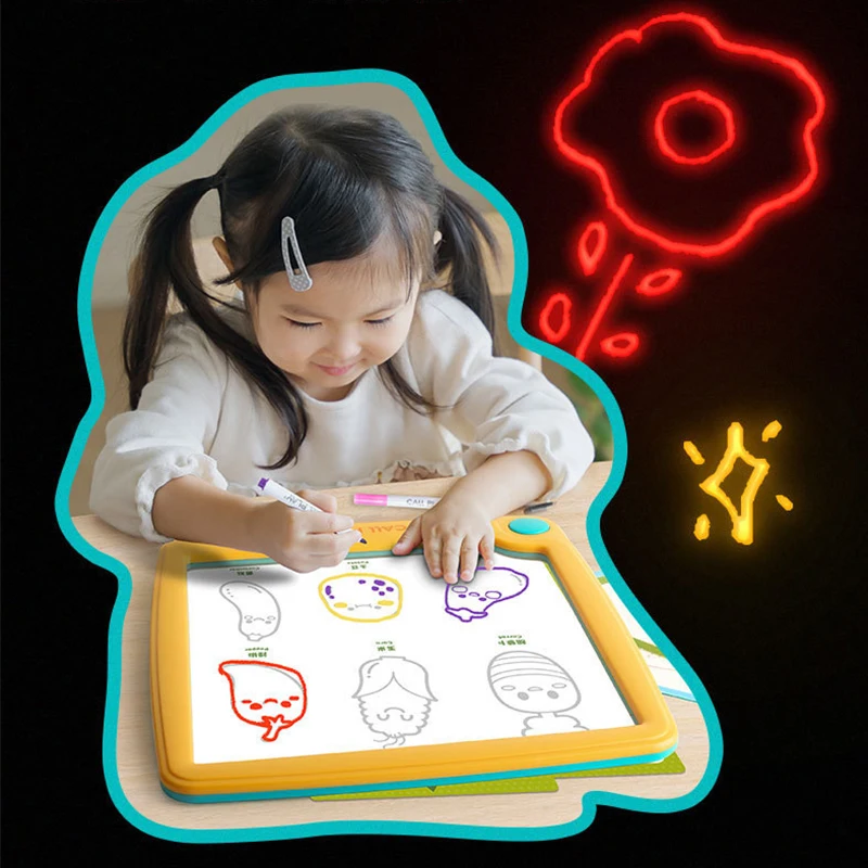 Magic Light Drawing Board Kids Montessori Toy Learning Education