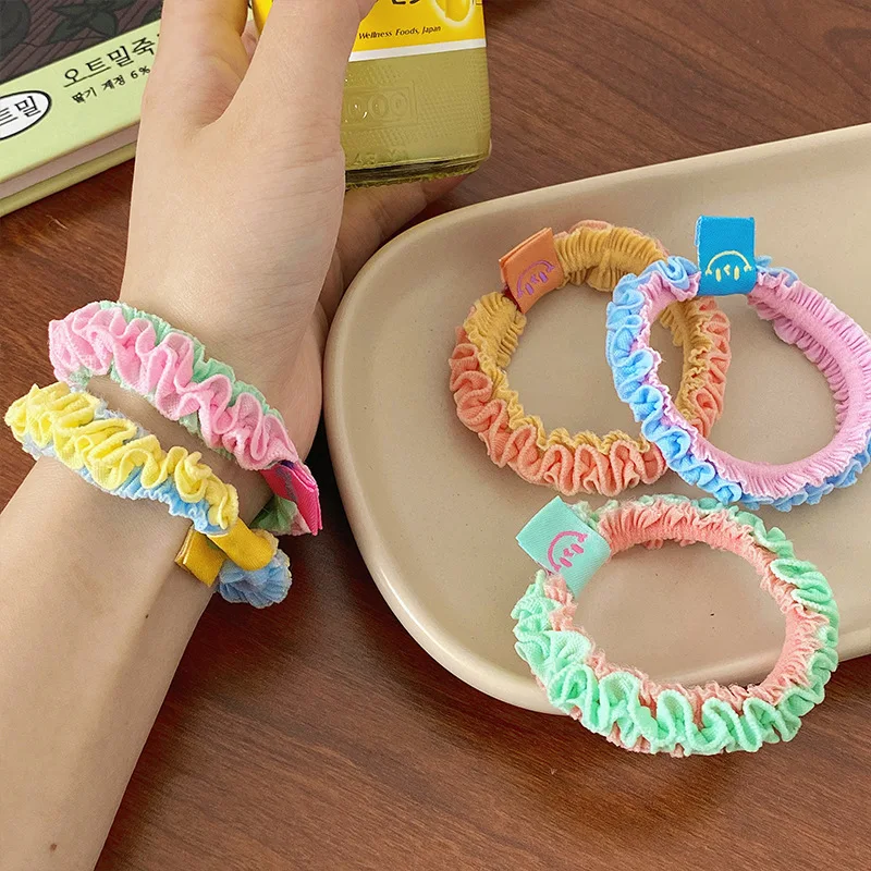 

Cute candy color pleated lace hair tie sweet and versatile high stretch tie hair band hair accessory