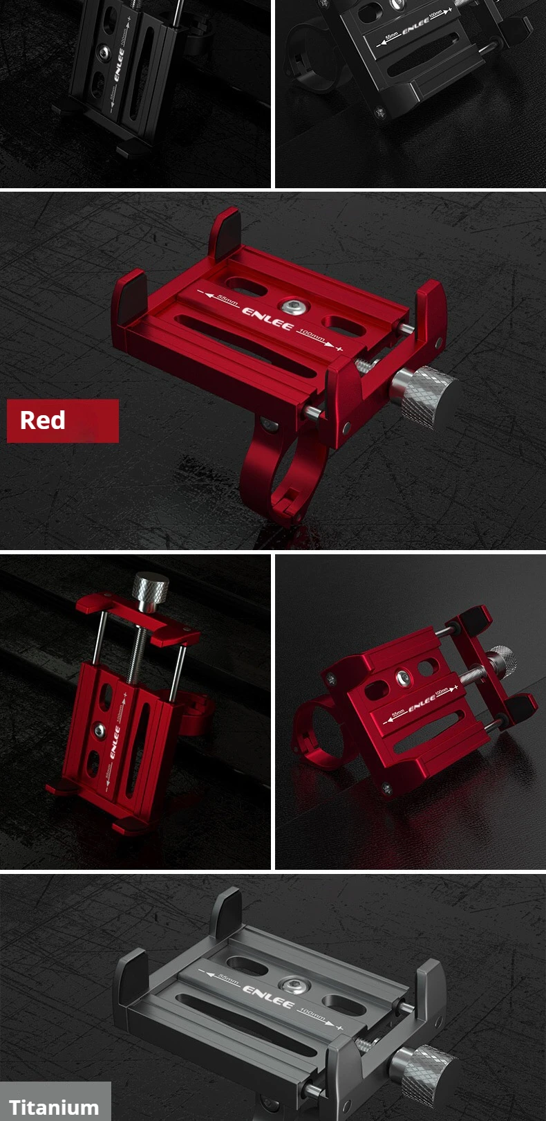 Enlee Aluminium legierung Handy halter Motorrad Fahrrad fahren stoßfest feste Navigation Handy halter – Detail 12