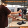 Benchtop Drill Press, 2.5Amp Benchtop Drill Machine with 5 Speed Adjustable, 8 Inch Swing Distance 0-45° Tiltling Tabletop 6