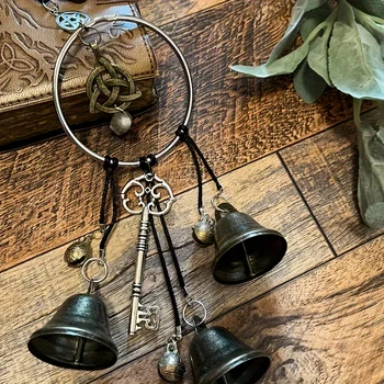 Witch Bell Doorknob Hanging Decorative Wicker Wind Chime 1