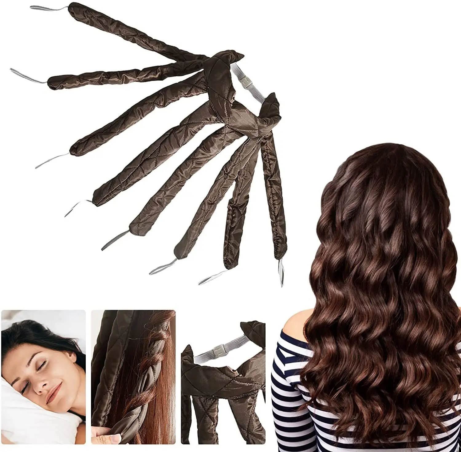 Heatless Hair Rollers Curlers Lazy Curling Rod Headband Curls Bar Silk Ribbon Sleeping Soft Wave Former No Heat Hair Accessories
