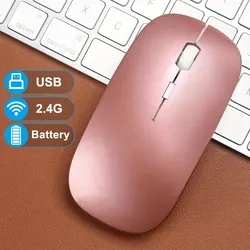 RGB Rechargeable Silent Wireless Gaming Mouse with Backlight - Ergonomic Design for Comfort (Battery type-Pink)