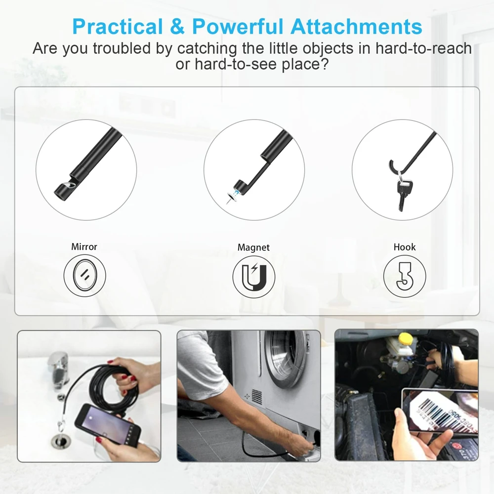 ANCEL-Caméra d'inspection endoscopique HD W655, 5.5mm, Wi-Fi, HD, étanche, 1080P, 6500K, 5.5mm, EAU Android, iOS, PC – Image 3