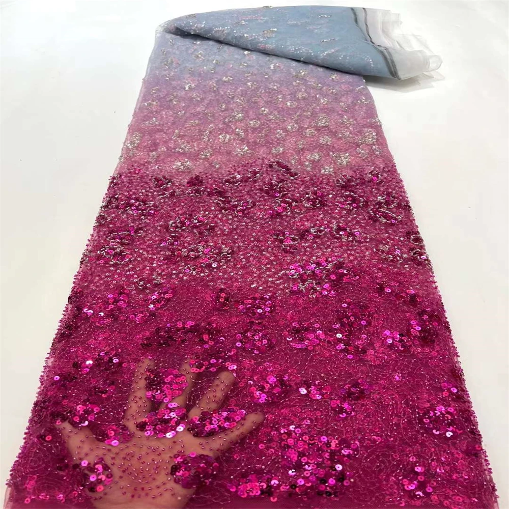 

Bestway Soft Beaded African Lace Fabric 5 Yards Nigerian Wedding Women Dresses Material Sequins French Tulle Lace Fabrics XC3405
