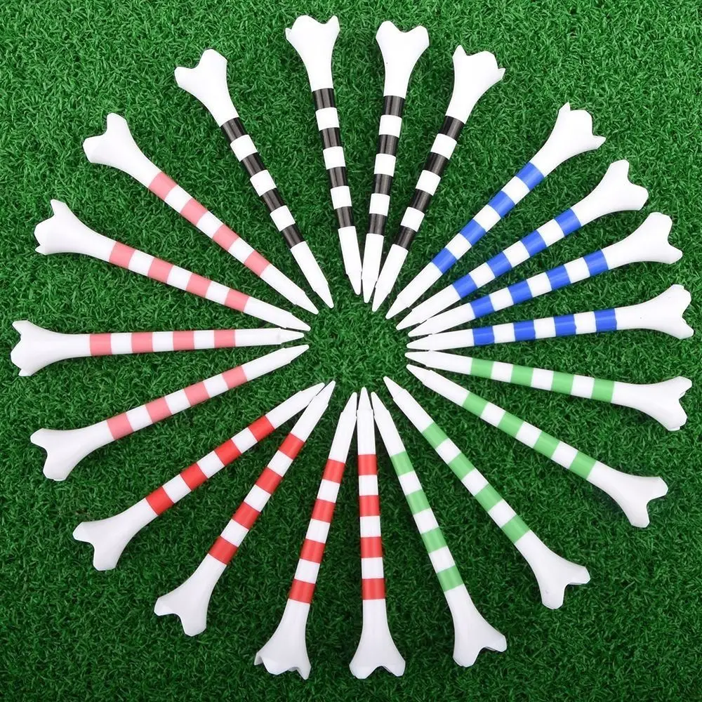 

20Pcs Plastic 70/83mm Golf Tee Set Professional with Stripe Golf Ball Holder Plastic Stripes Golf Practice Tees Golf Training