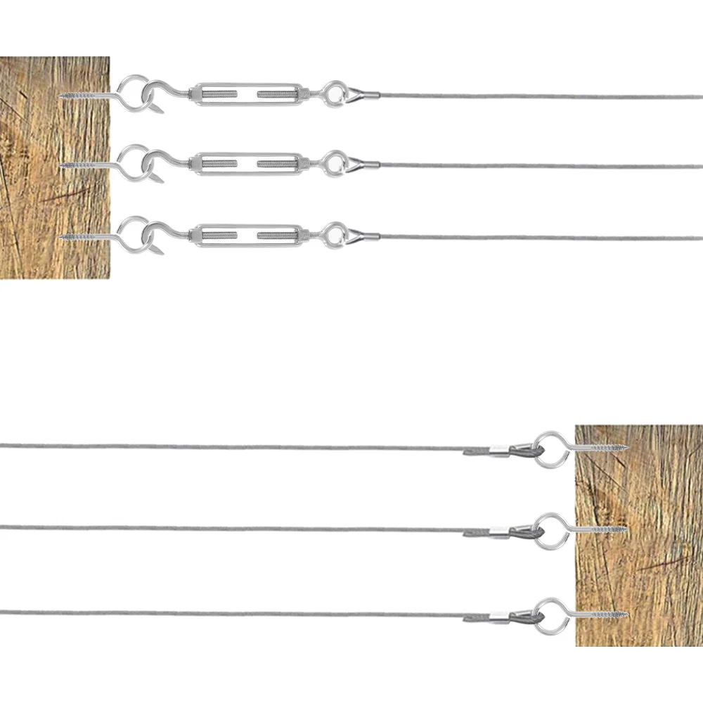 15M/30M Picture Wire Cable Railing Kit Garden Heavy Duty Screw Eye Screw Turnbuckle Wire Tensioner Strainer Coated Cable Rope stainless steel wire rope,stainless steel cable rope