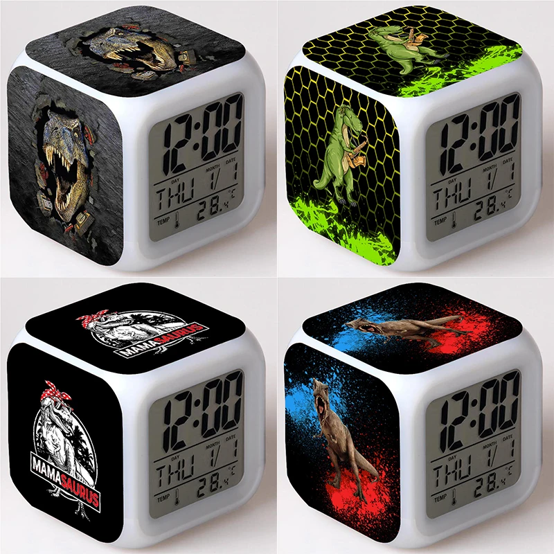 

Dinosaur Colorful Alarm Clock Dragon Animation Flash Changing Touch Light Gift Kids Night Light Bedroom Clock Reloj Despertador
