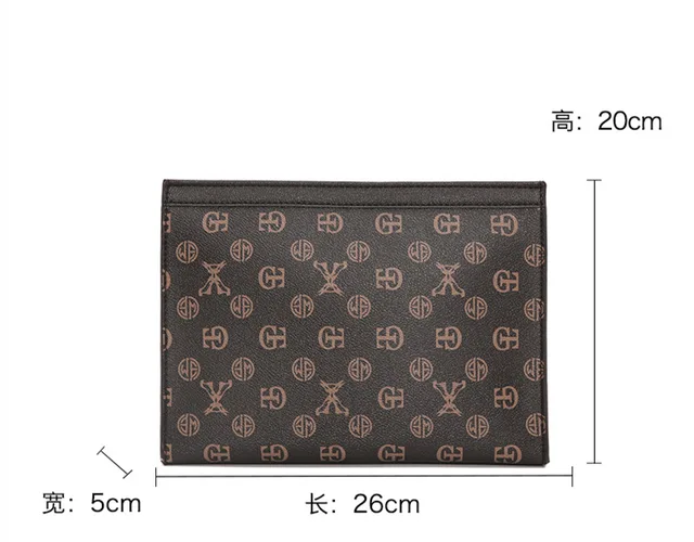 New Famous Brand Design Clutch Bag for Men Fashion Business iPad Envelope  Bag Letter Print Leather Male Day Clutches Big Purse