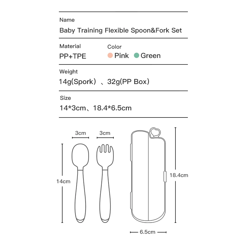 BPA Free Infant Baby Kids Children Feeding Training Non-Slip Flexible Twisting Fork Spoon Tableware