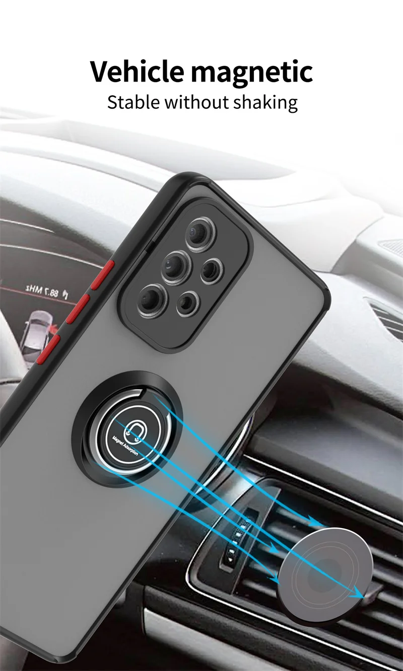 Shockproof Matte Armor Phone Case with Ring Magnetic Holder and Stand