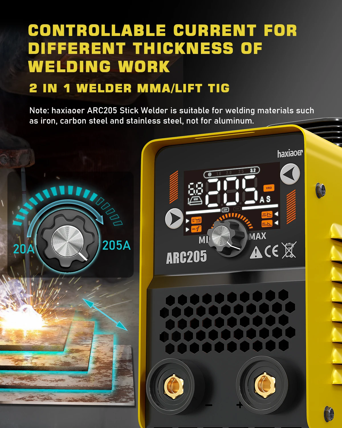 HAXIAOER ARC205 160A portable professional welding machine automatically matches electrode diameter and welding thickness ﻿ 4
