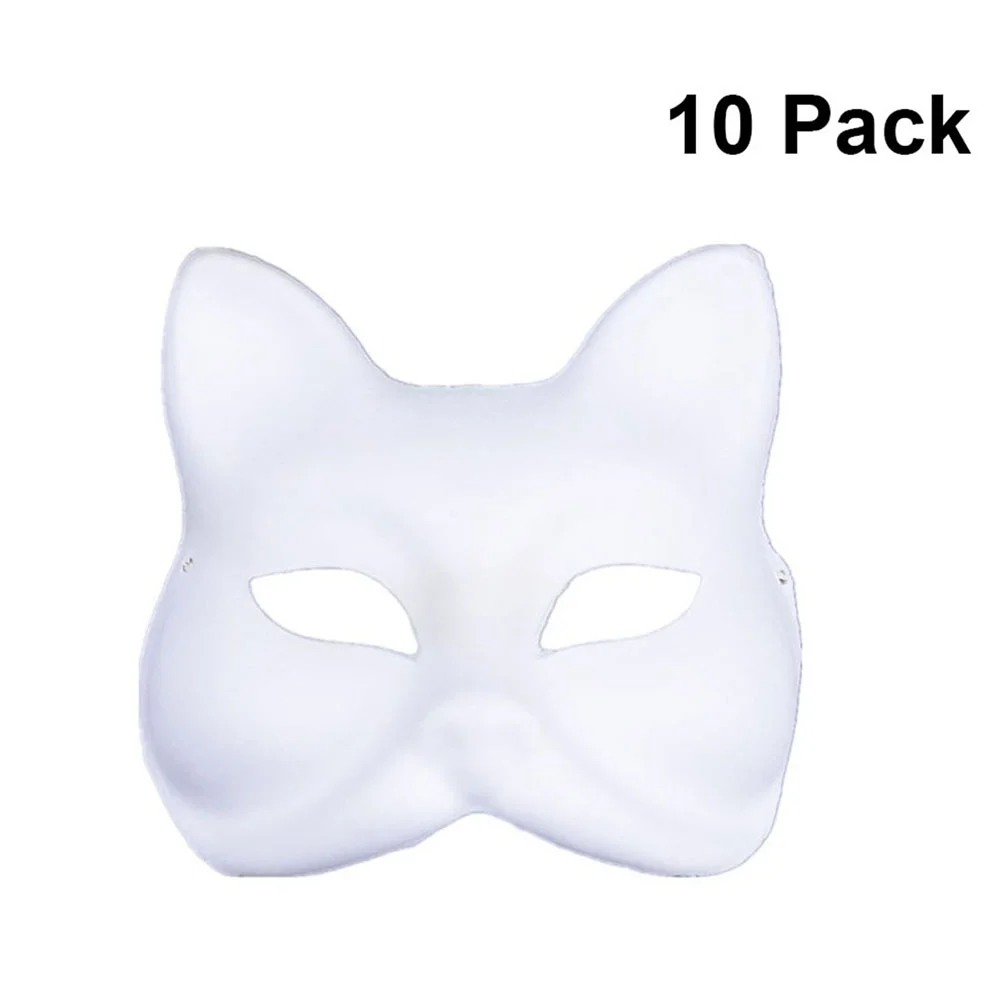 

10Pc Mask Cover Pulp Blank Painting Cover for Artist Kids Mask Crafts Mardi Gras Masquerade Gifts ( White )