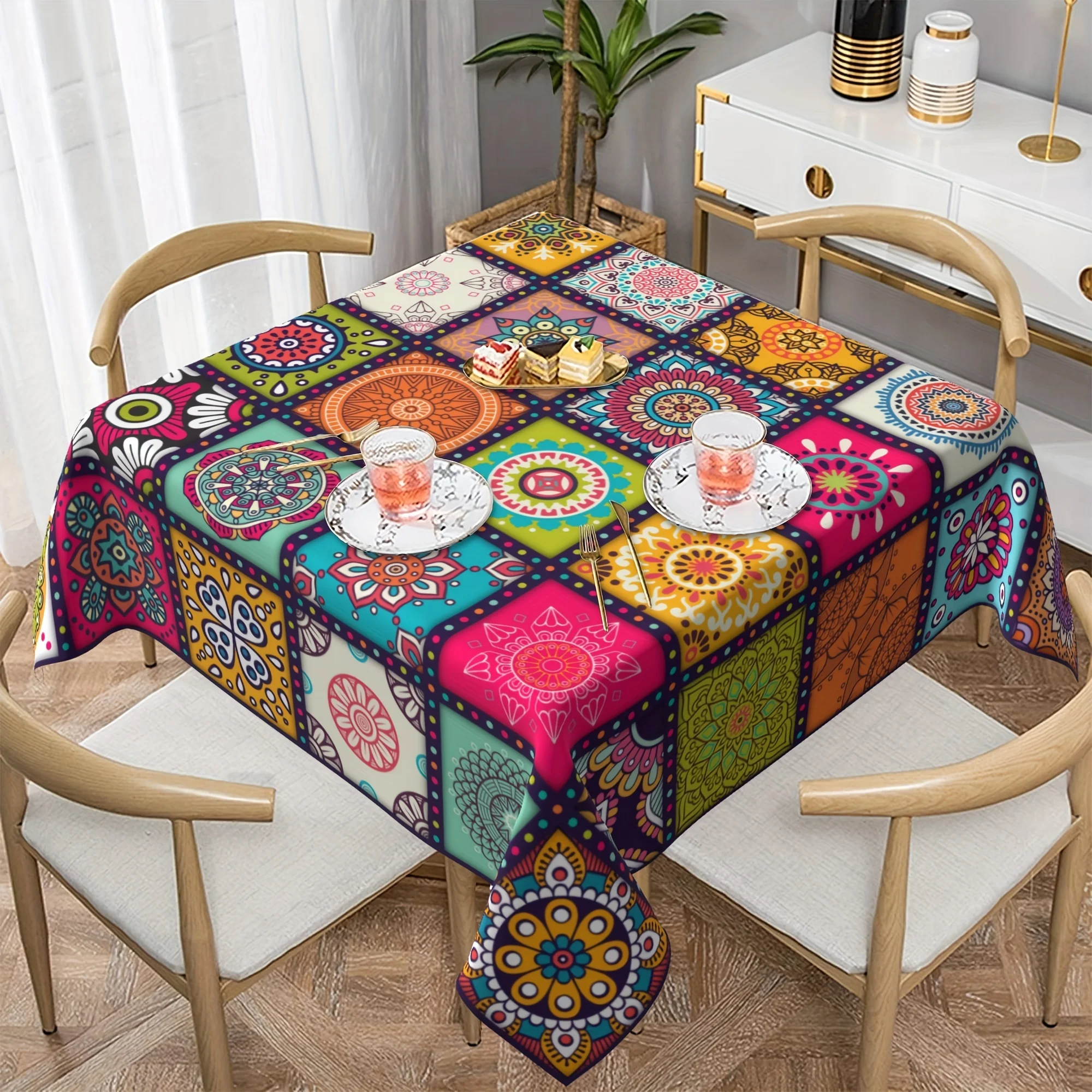 Rectangular Table Cloth Mandala Bohemian Circular Tablecloth Indian Festival Party Home Decoration