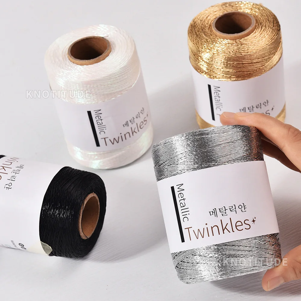 200g/Ball Metallic Yarn Glitter Gold Sliver Cord Thread DIY Sewing Accessories Handmade Knitting Crochet Handbag Purse Yarn 3