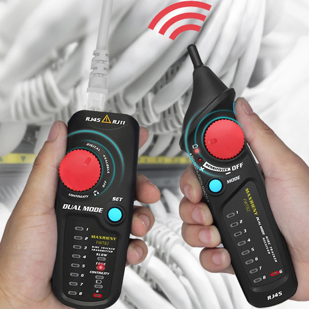 Network Cable Tracker Wire Tester MAXRINEY FTW82 Dual Mode RJ45 RJ11 Ethernet LAN Tracer Analyzer Detector Line Finder Tester 2