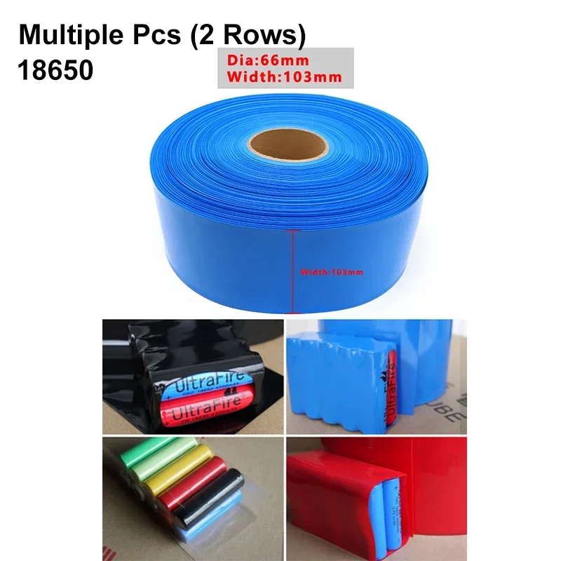 2/5/20/50M 18650 PVC Heat Shrink Tube Case Width 50~103mm Insulated Cable Sleeve Shrink Film Wrap Lithium Battery Wraps