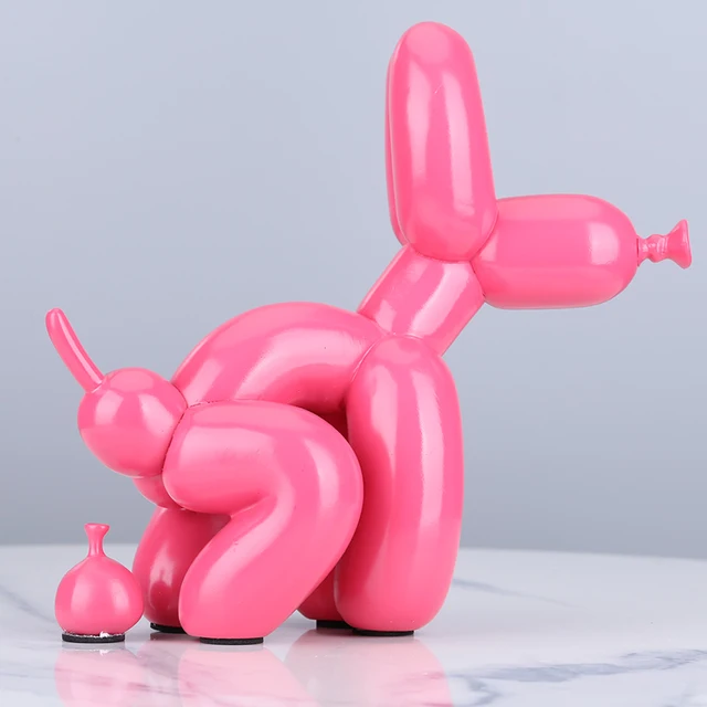 Animals Figurine Resin Cute Squat Poop Balloon Dog Shape Statue Art Sculpture