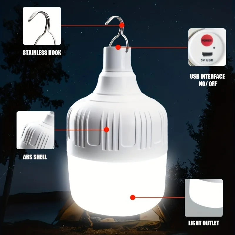 1ks LED bezodkladnost světel USB dobíjecí dr. house outdoorové přenosné lucerny bezodkladnost lampa cibule baterie lanterna BBQ kemping lehký