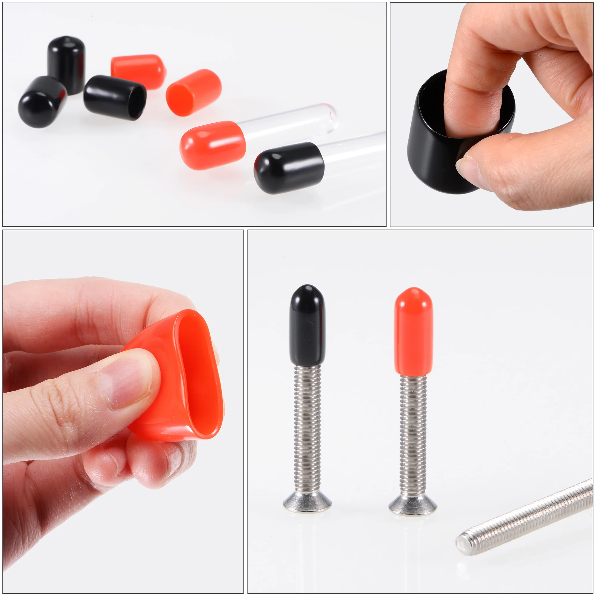 40Pcs Round Rubber End Caps 1/8" 1/4" 3/8" 1/2" Red Vinyl Cover Screw Thread Protectors Assortment Kit Rubber Plug Cover Tip Cap