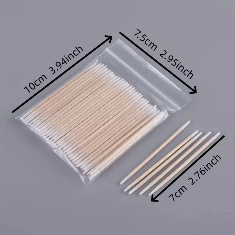Disposable Ultra-small Micro Brushes Eyelash Extension Glue Removing Tools Double-end Wood Cotton Swab Lint-Free 7cm 3