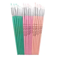 6PCS/Set Nylon Hair Painting Brush Macaron Color Wooden Handle Brush Pen DIY Watercolor Oil Acrylic Painting Brushes Art Supply 1