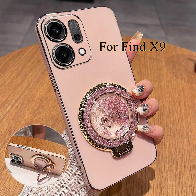 Quicksand Holder Plating Silicone Stand Cover - Electroplated Soft TPU Case