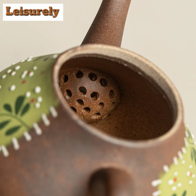 100ml Hand-painted Yellow Chrysanthemum Teapot Elegant Tea Infuser Pot Household Tea Maker Kettle With Filter Teaware Ornaments