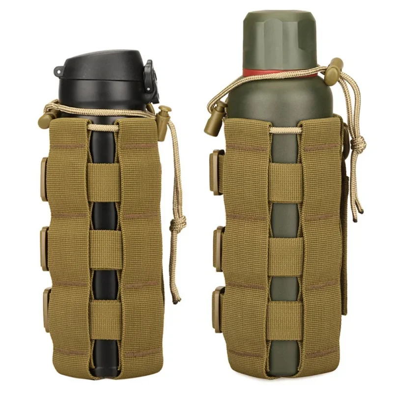 Molle Bag Upgraded Tactical Water Bottle Pouch Bag Outdoor Travel Hiking Drawstring Water Bottle Holder Kettle Carrier