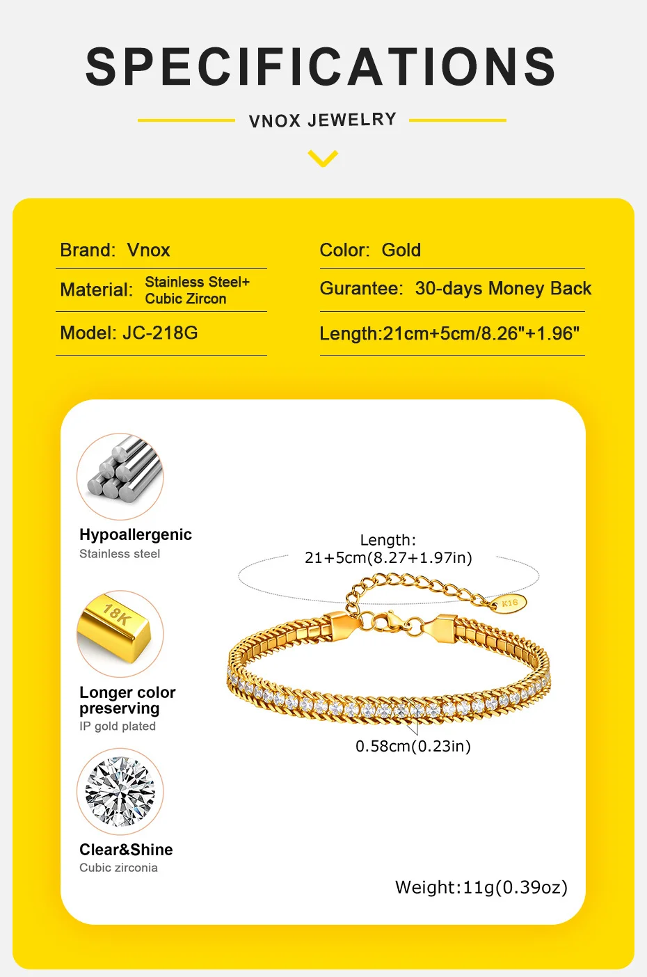 Vnox Edelstahl-Fußkettchen mit weißem Zirkon für Damen, minimalistisch, Strandurlaub, zierliches Fußkettchen, wasserdichter Schmuck, Geschenk für Mädchen – Detail 4
