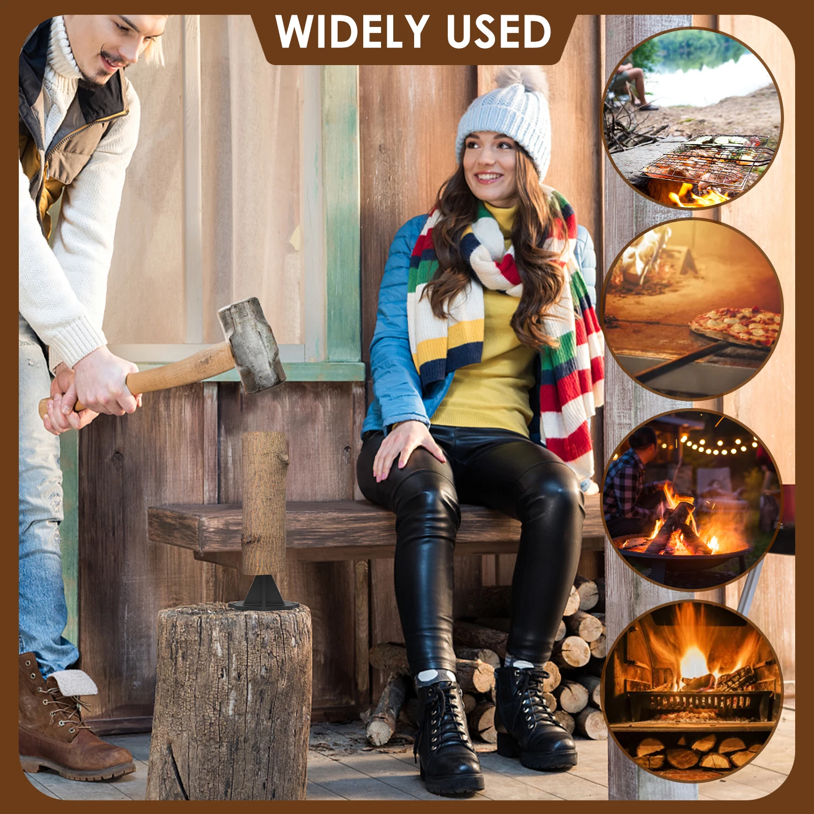 Wood Splitter Portable Kindling Log Splitting Tool with Wedge Manual Log Splitter Firewood Cutter Splits Firewood Safely 7/10m