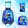 Rolling Backpack for Boys, Kids Roller Wheels School Bookbag with Lunch Bag, Wheeled School Bag for Children 3
