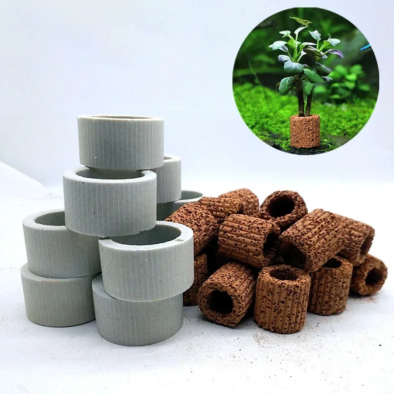 Fish Tank Ornaments Fish Tank Decorations Aquarium Ornaments Fish Tank Water Plants Fixed Base Planting Basin Aquarium Decorations Ceramic Ring Aquatic Plant Fixing Pot Polka Potted