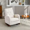 home. Rocking Chair Mid-Century Modern Nursery Rocking Armchair Upholstered Tall Back Accent Glider Rocker for Living Room 2