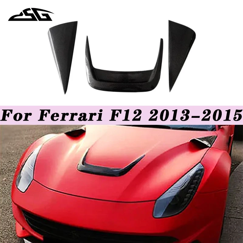 

Carbon Fiber Front Engine Hood Cover Air Outlet Vent Trim Bonnet Scoop For Ferrari F12 2013-2015 Body Kit Accessories