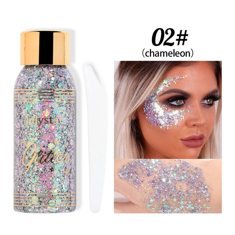 With Smear Spoon Multifunctional Eye Glitter Nail Hair Body Face Glitter Gel Art Flash Loose Sequins Cream Festival Glitter Deco 3