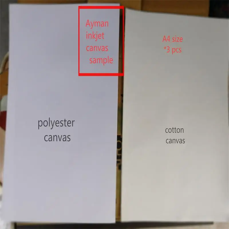 A4/A3 size 240g polyester inkjet canvas and 350g cotton inkjet canvas sample 5 pieces
