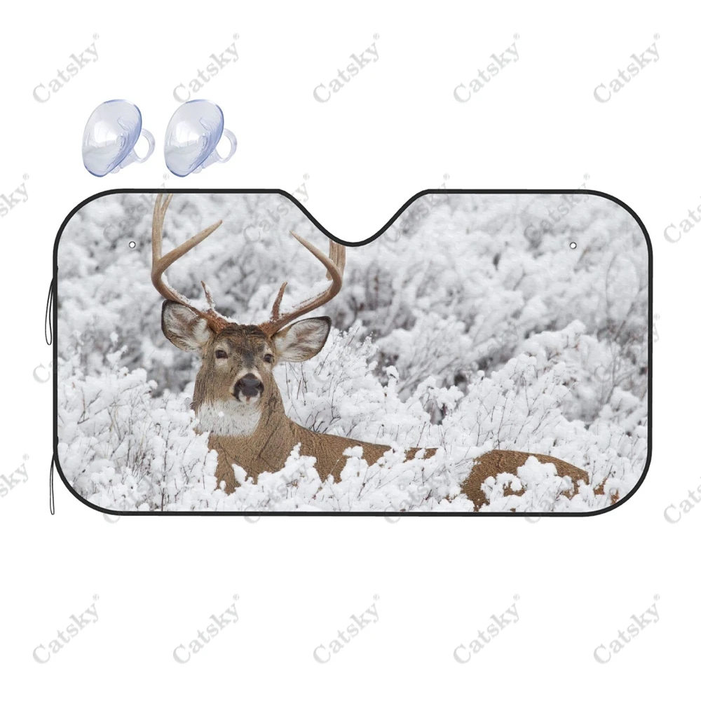 

Animal Deer in Snow Car Accessories Windshield Sunshade Foldable Sunvisor Protect UV Sunshades Visor Shield for SUV Cool