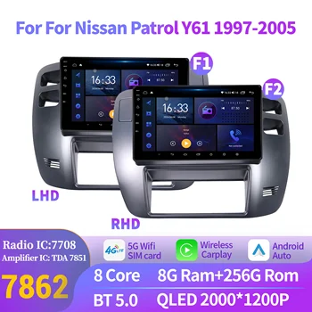 Per Nissan Patrol Y61 1997-2005 Autoradio Multimediale di Navigazione 4G GPS Android 14 Wireless CarPlay 7862S 8G 256G 2K QLED Schermo