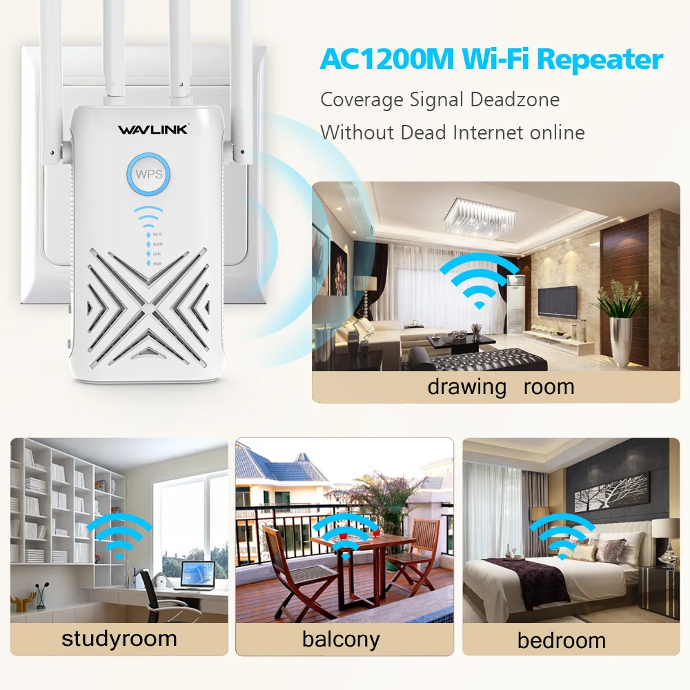 Wavlink 5G WiFi Repeater Wireless WiFi Amplifier Signal Wifi Extender Network Wi Fi Booster 1200Mbps Long Range Wi-fi Repeater images - 6