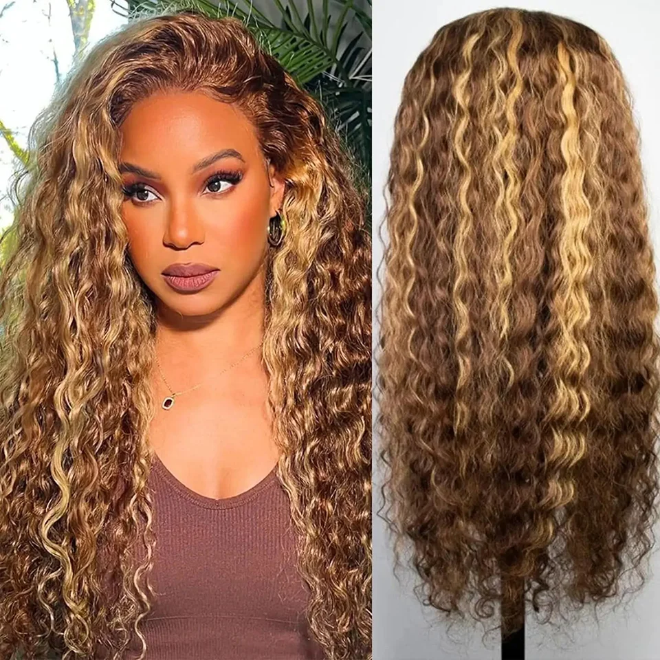 Ombre Honey Blonde Curly Lace Front Wig